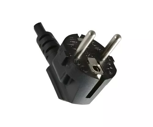 Netzkabel CEE 7/7 90° auf C19, 1,5mm², VDE, schwarz, Länge 3,00m